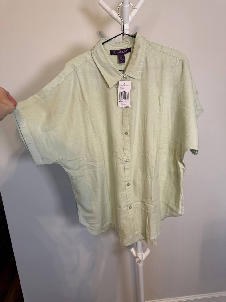 Gloria Vanderbilt Petite Daisy Short‑Sleeve Shirt – Size 2XL – NWT – $44