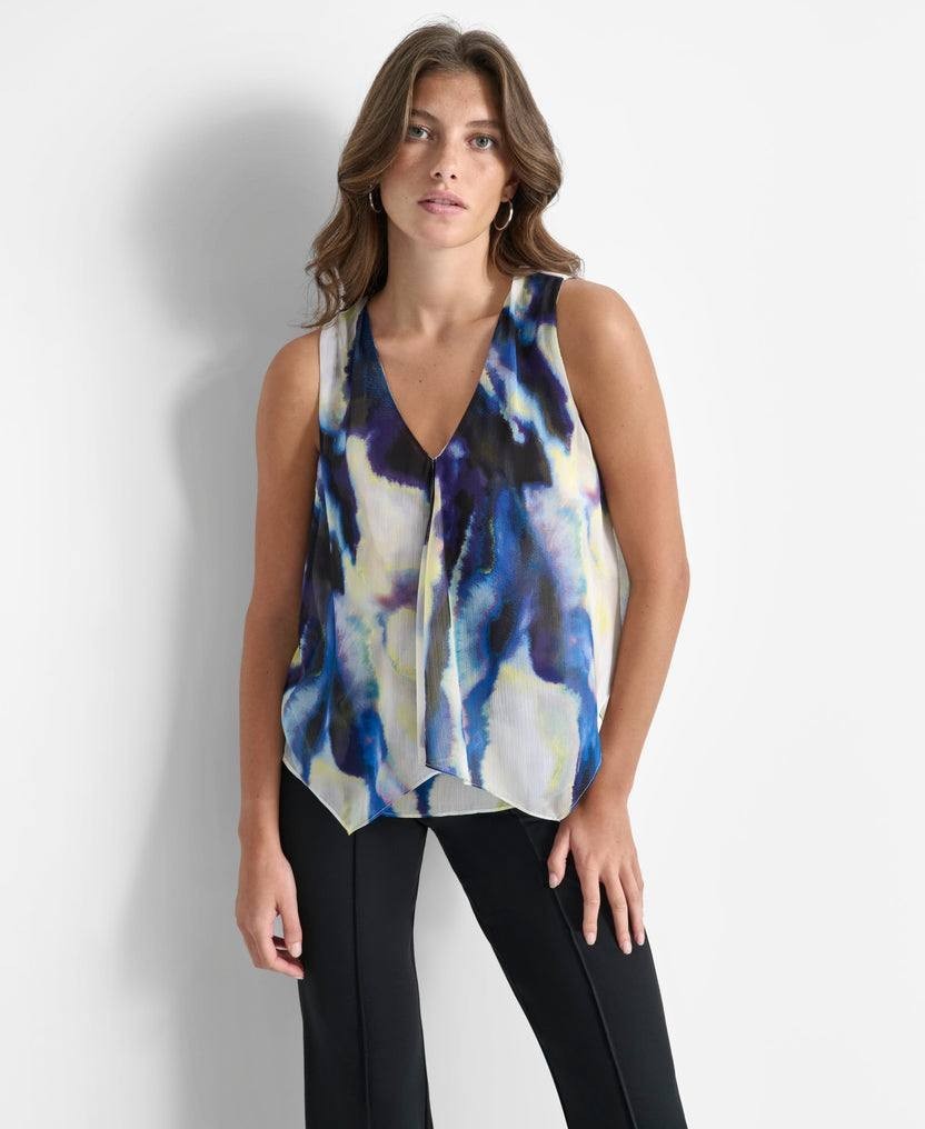 DKNY Short‑Sleeve Blouse –– Multicolor – NWT – $79