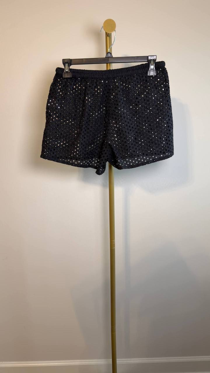 Solid + Striped Eyelet Nancy Shorts Black XS NWT $158