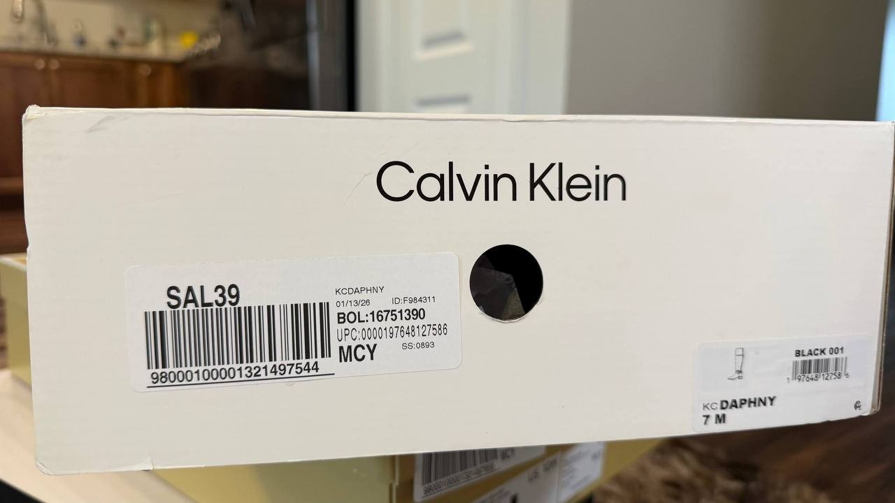Calvin Klein Daphny Boots 7M Black Man‑Made Knee‑High Pointy Toe NIB msrp$169