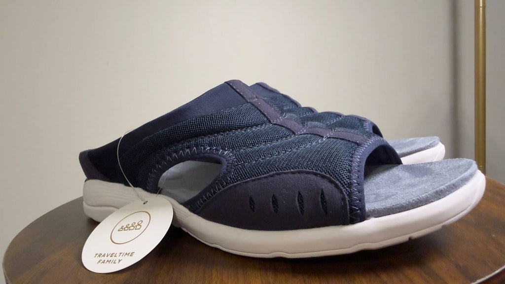 Easy  Spirit  Traciee  Flat  Sandals  Navy  10  M  NWT  $69