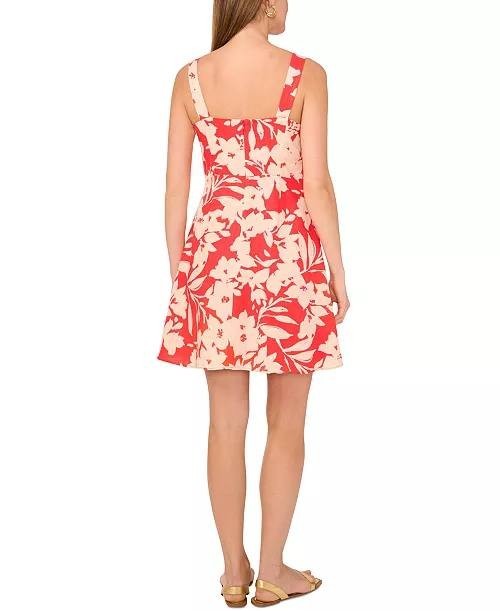 Vince Camuto Linen-Blend Floral  Dress – Size S – $159 – NWT-Minor Flaw Near Zip