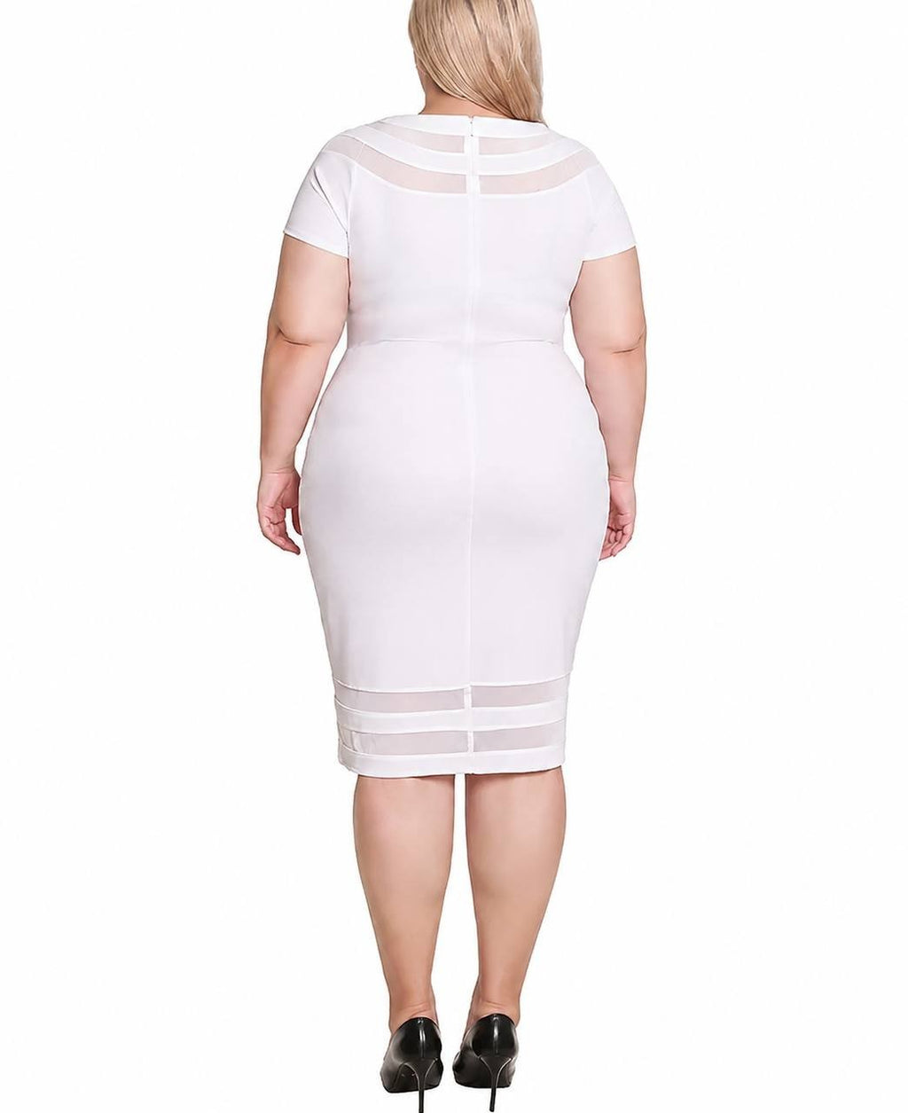 NY Collection Mesh Inset Boat Neck Dress White 1X NWT $52