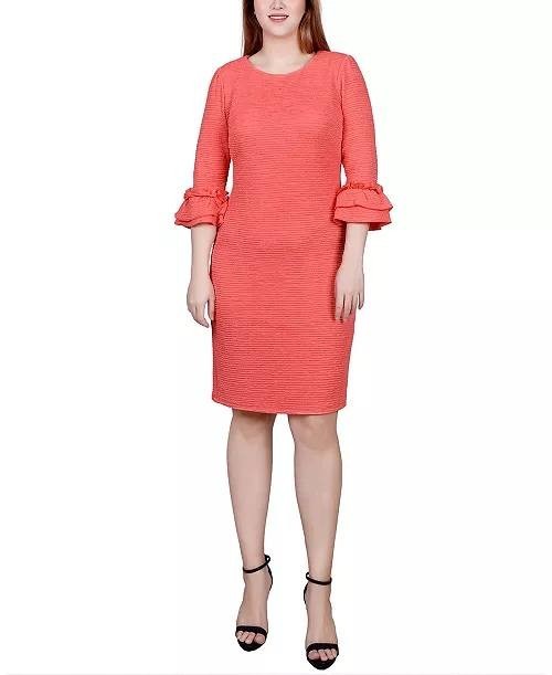 NY Collection Petite Textured Knit Dress Coral PXL $58 NWT