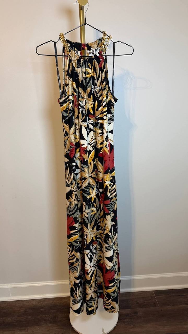 Anne Klein Printed Sleeveless Halter Midi Dress Floral Multi 12 NWT $119