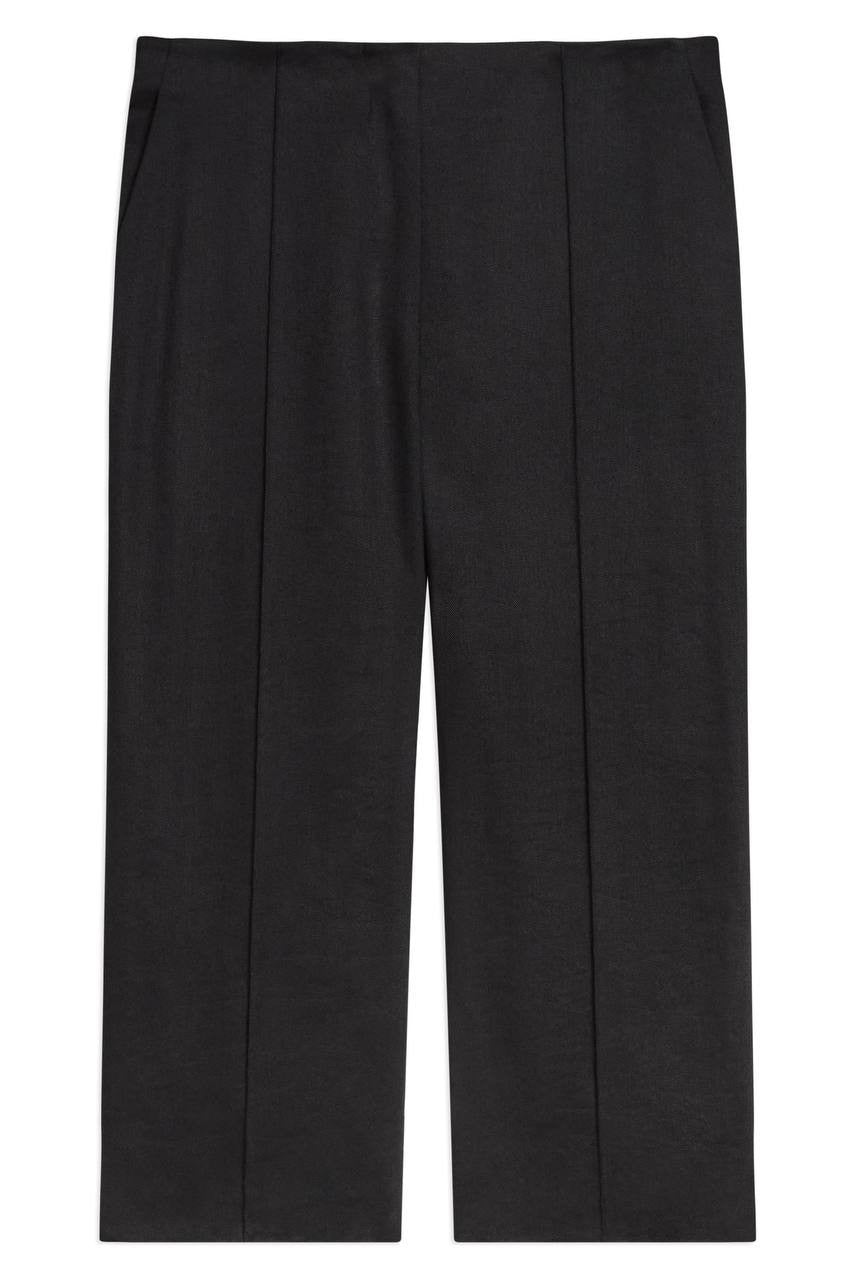 Theory Slit Capri Pants Linen‑Blend High‑Waist Black Size 2 NWT $295