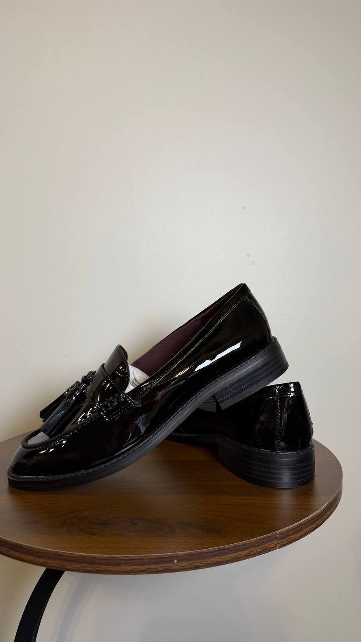 Franco Sarto Black Faux Leather Tassel Loafers 8M New in Box MSRP $115
