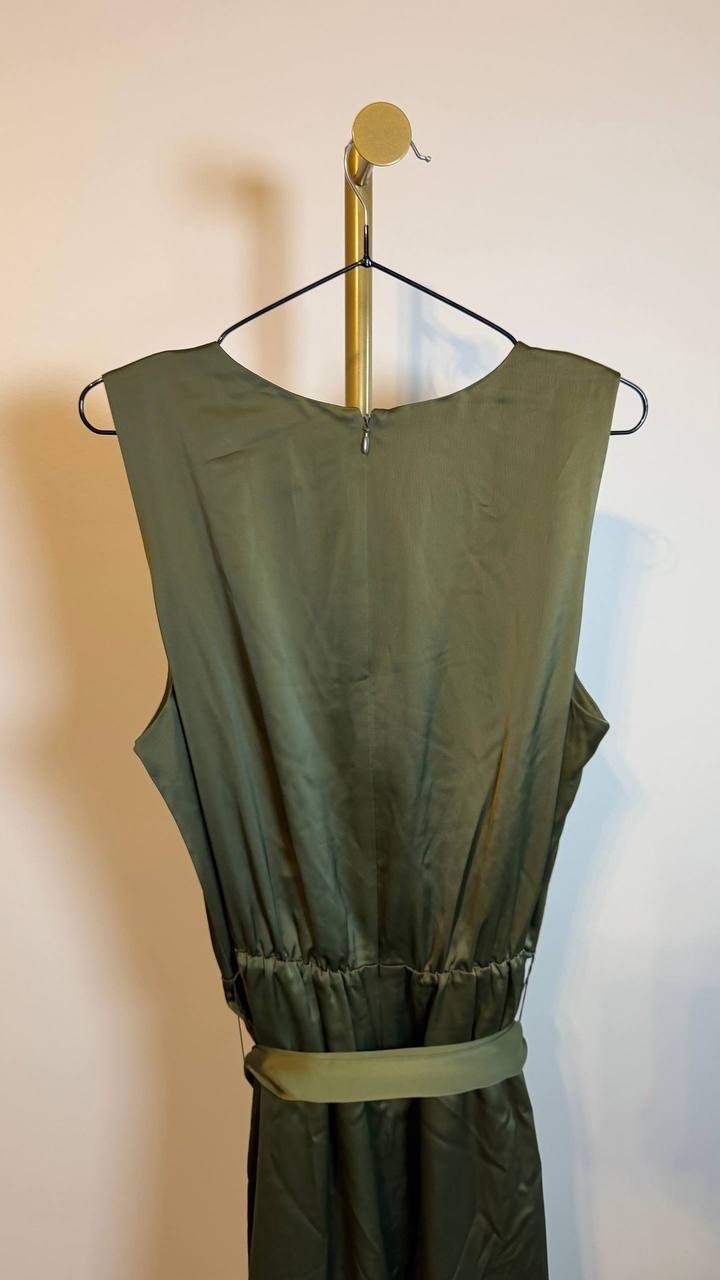 Anne Klein Surplice Handkerchief-Hem Sleeveless Midi Dress Green 6 NWT $129