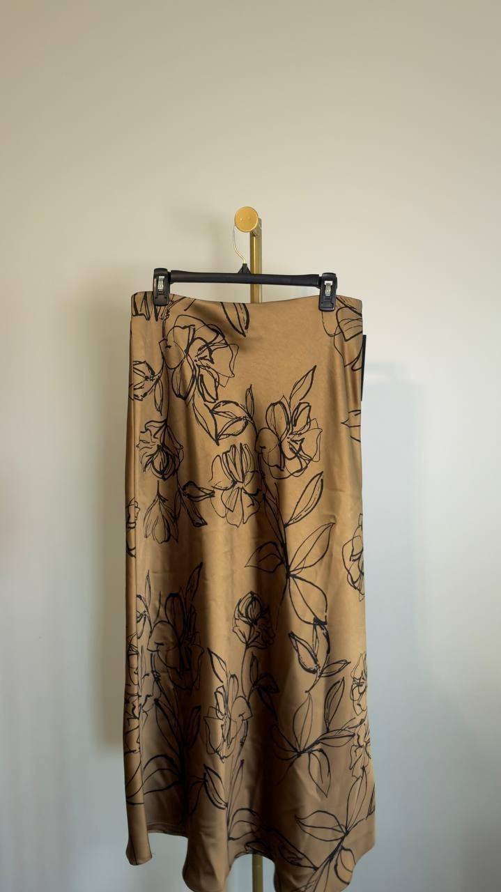 Karl Lagerfeld Floral Satin Maxi Skirt Cartouche/Navy Size 8 NWT $149