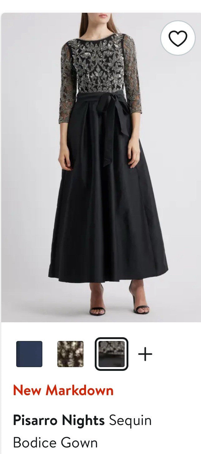 Pisarro Nights Black Maxi Dress Beaded Sleeveless Women 16 Zipper Damaged