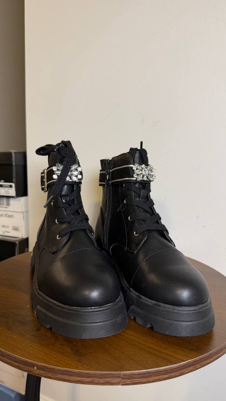 Jessica Simpson Black Polyurethane Moto Boots 3 New in Box MSRP $52