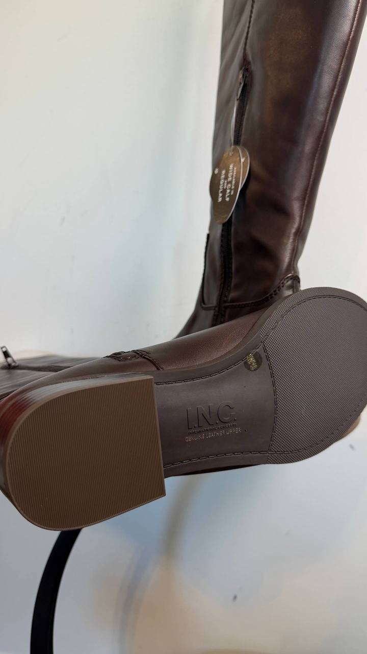 INC Fawne Women’s Leather Knee High Boots Chocolate 9W Leather $189.90 NWOB