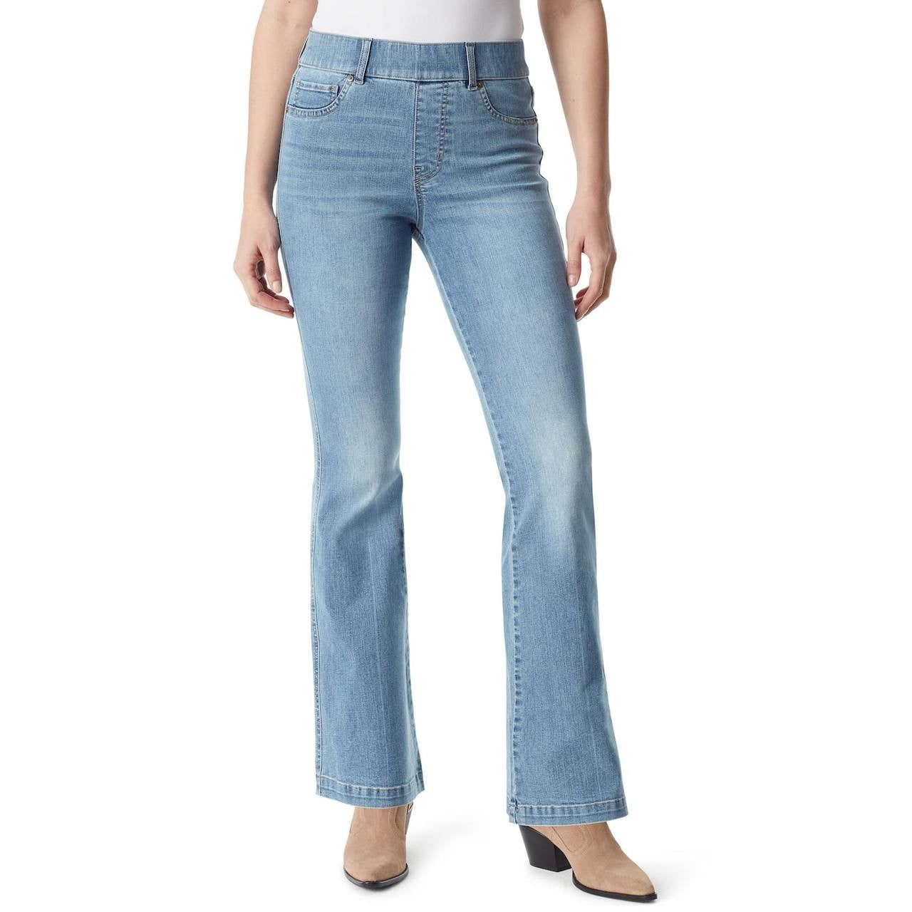 Gloria Vanderbilt Women’s Shape Effect Pull On Flare Jeans Blue Size 14 NWT $48