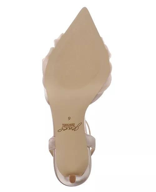 Badgley Mischka Jewel Evening Knot Pumps 11M Nude Satin New in Box MSRP $99