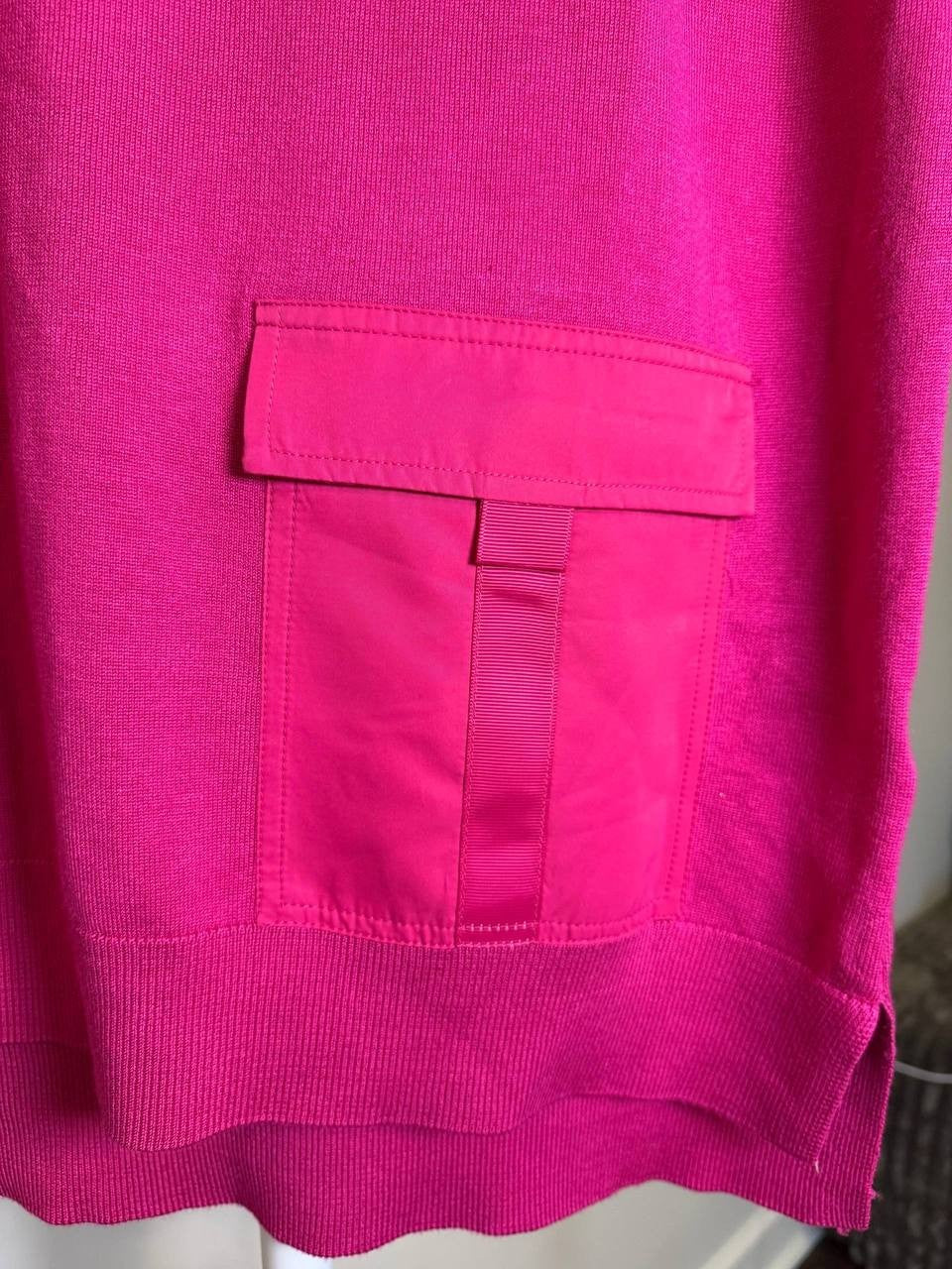 DKNY Satin‑Pocket Short‑Sleeve Sweater – XS, X, L – Wild Berry – NWT – $79