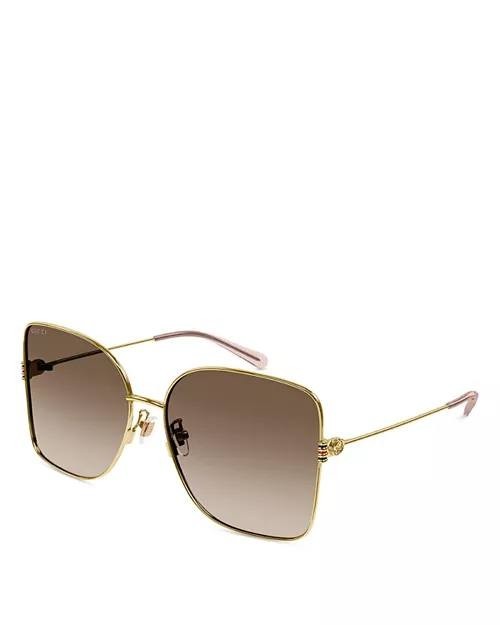 Gucci Women’s 62mm Oversized Square Sunglasses Gold Brown OS NWT $545