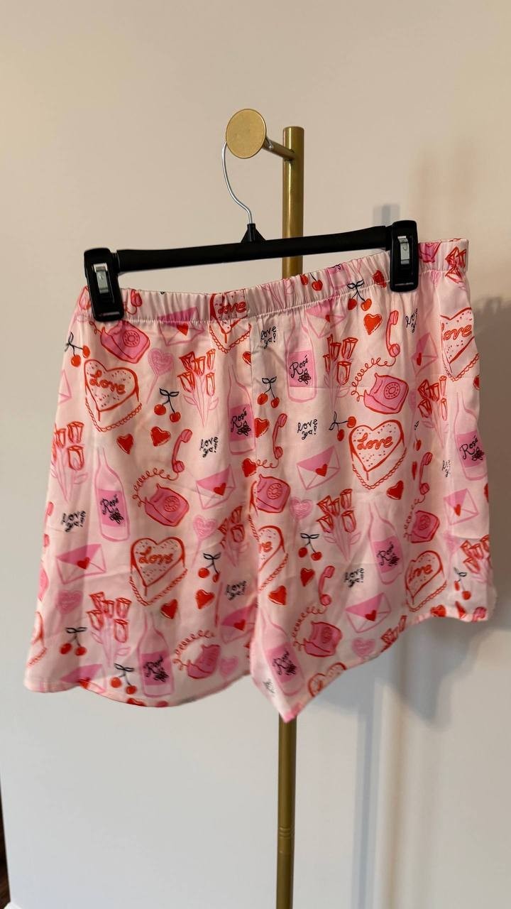 Adore Me Pink Lovely Print Lounge Sleep Shorts Size L NWOT Cozy Relaxing Wear