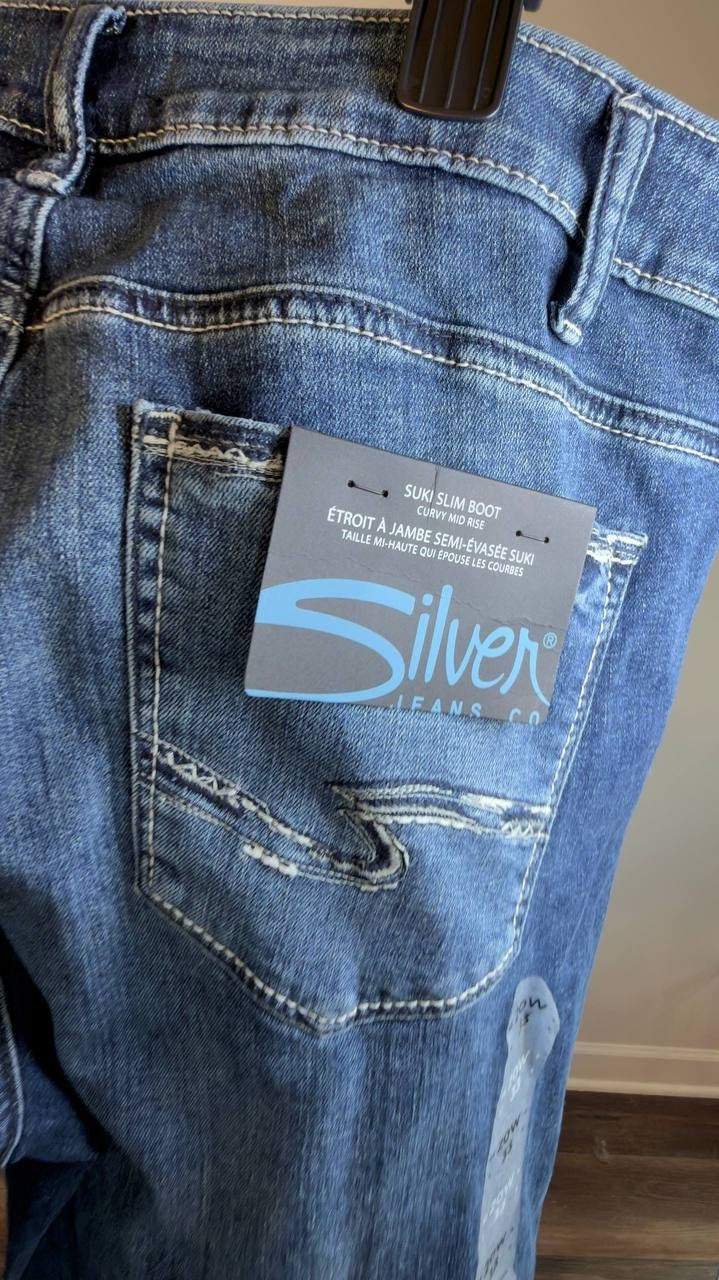 Silver Jeans Suki Mid Rise Slim Bootcut Jeans Plus Size Indigo 20W NWT $88
