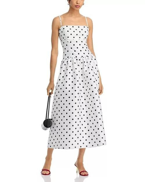 French Connection Polka Dot Midi Dress Black White Size6 NWTdamage-broken zipper
