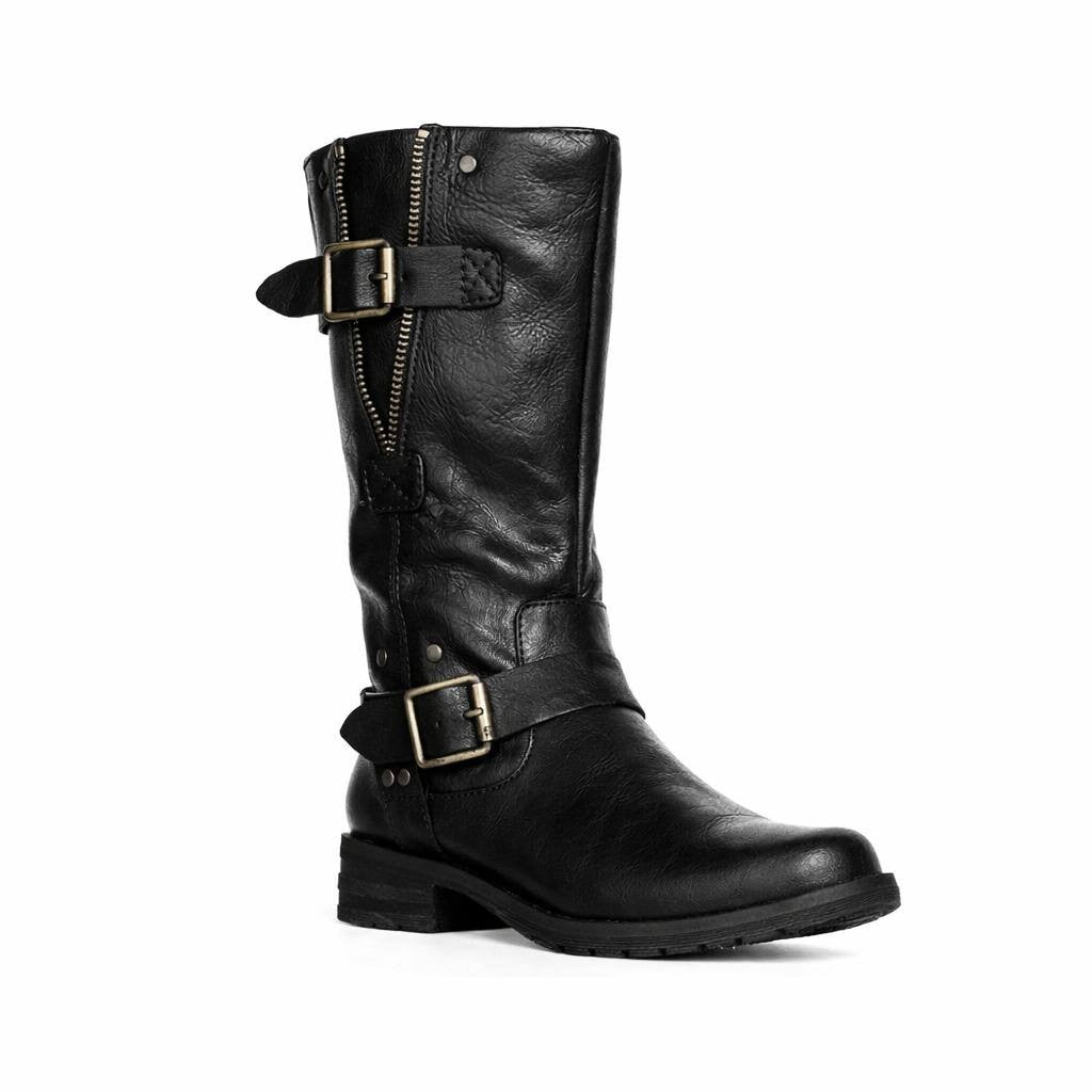 Naturalizer Leather Moto Buckle Boots Black Women’s 10W NWB