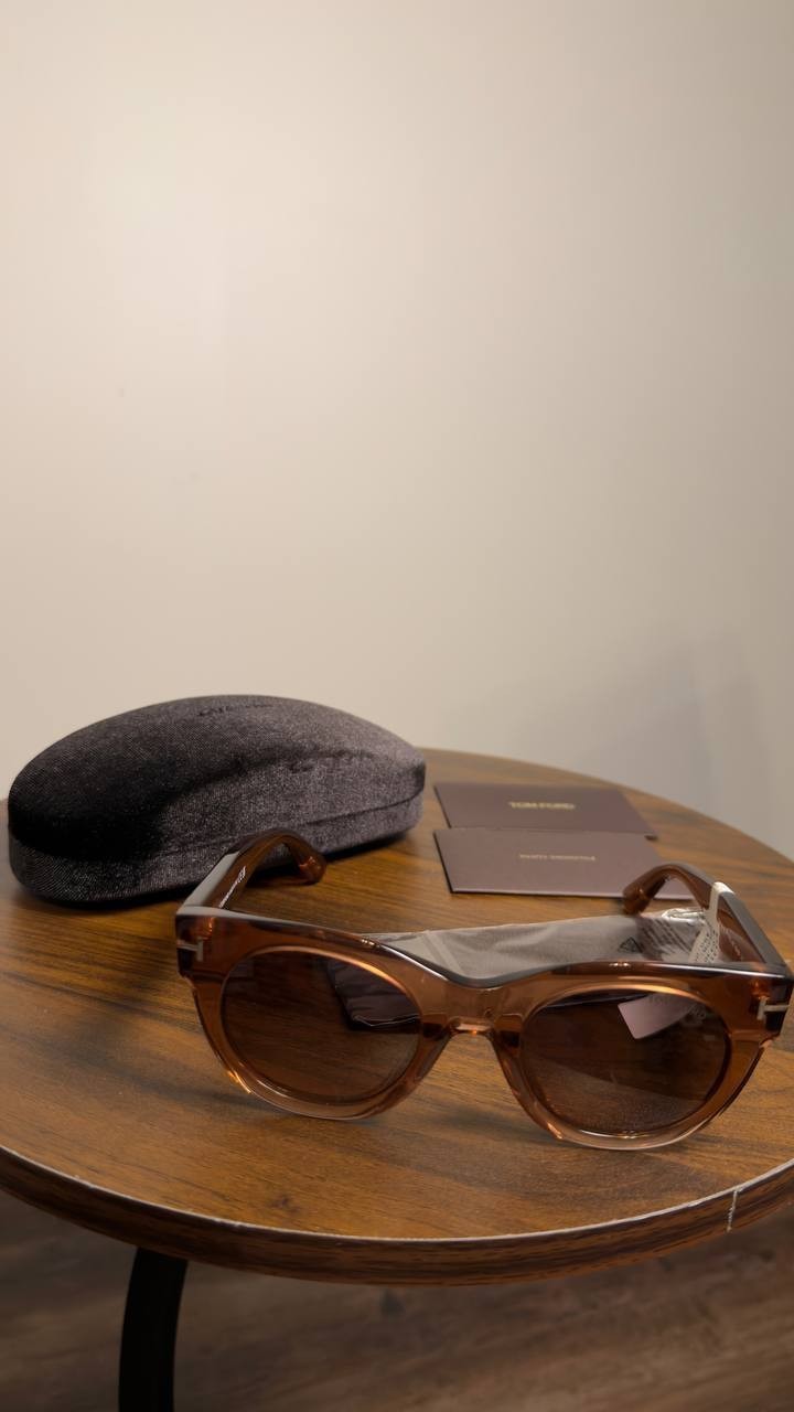 Tom  Ford  Round  Frame  Sunglasses  Light  Brown  OS  NWT  $490