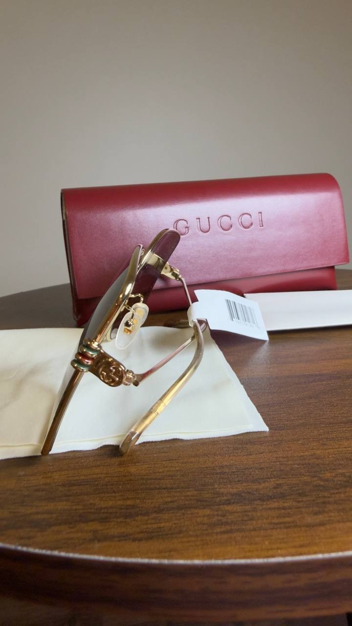 Gucci Women’s 62mm Oversized Square Sunglasses Gold Brown OS NWT $545