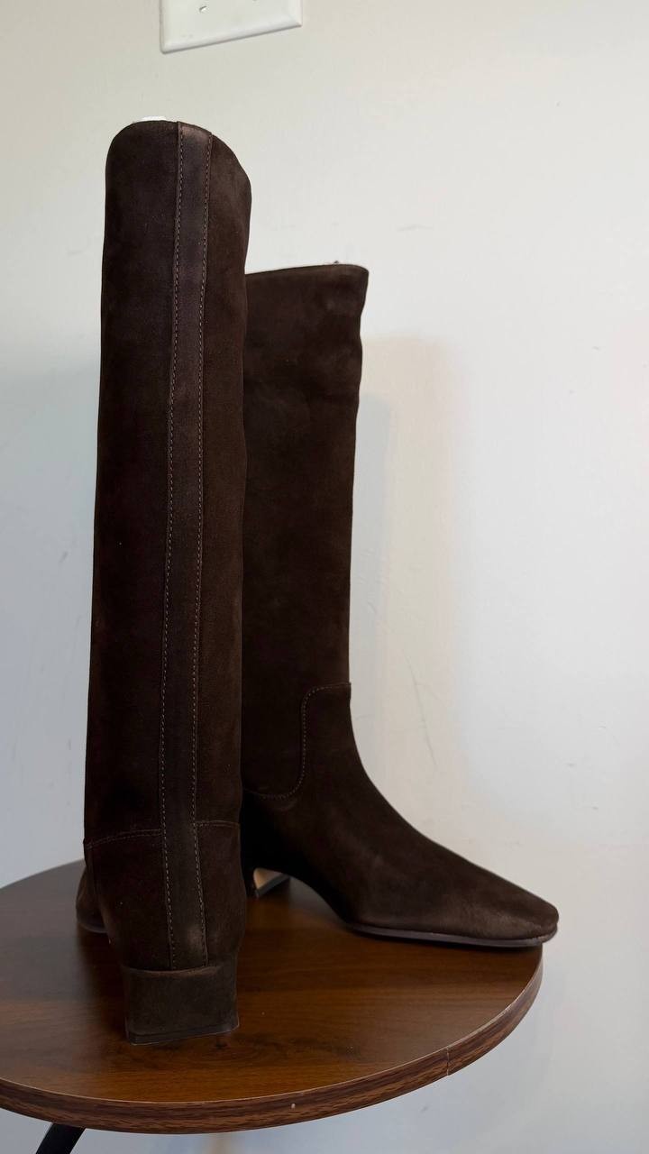 Steve Madden Dantelle Square Toe Knee High Boots Brown 6M Suede $179 NWB