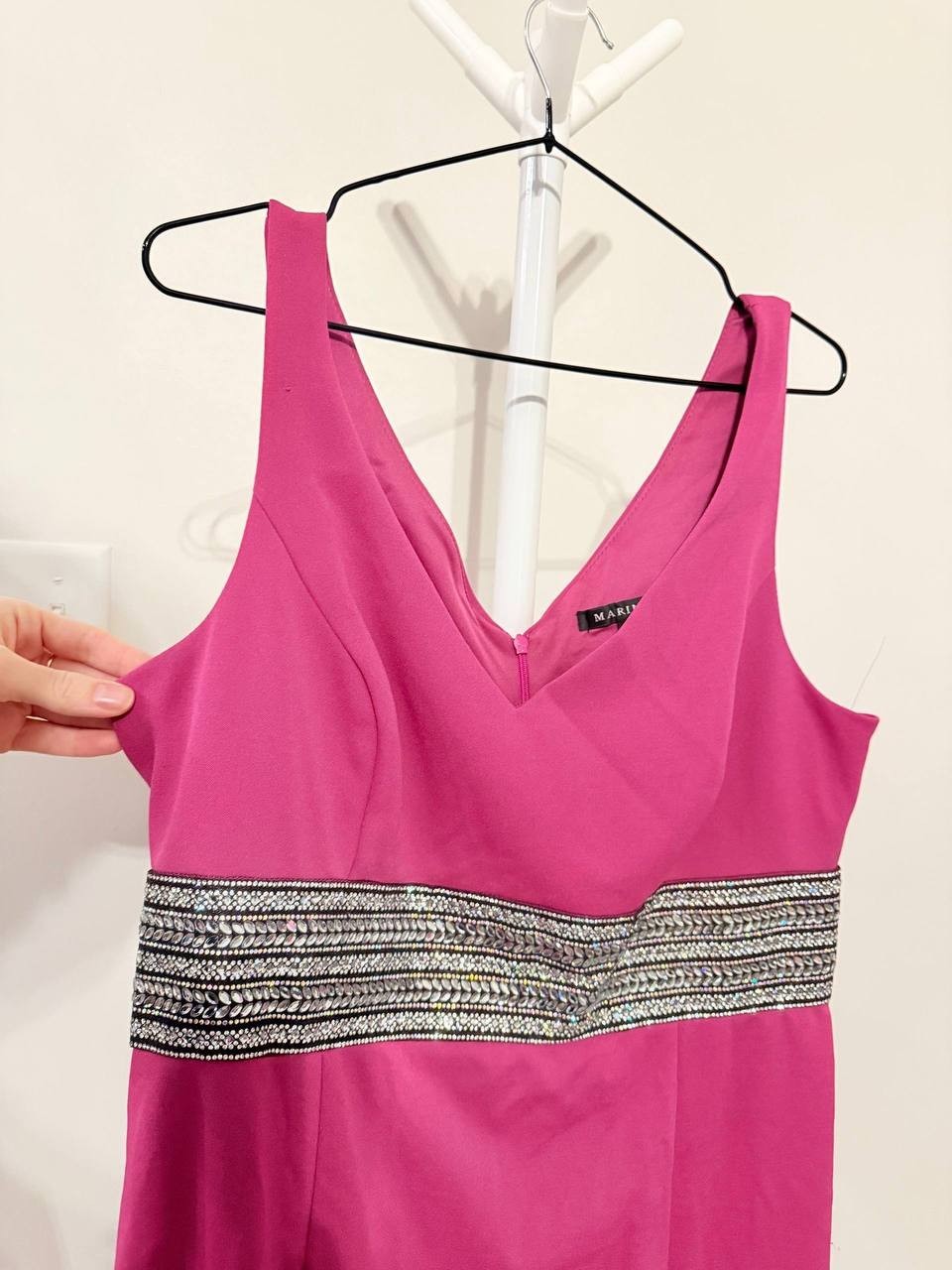 Marina Pink Long Dress Sparkle Belt – Size L – NWOT
