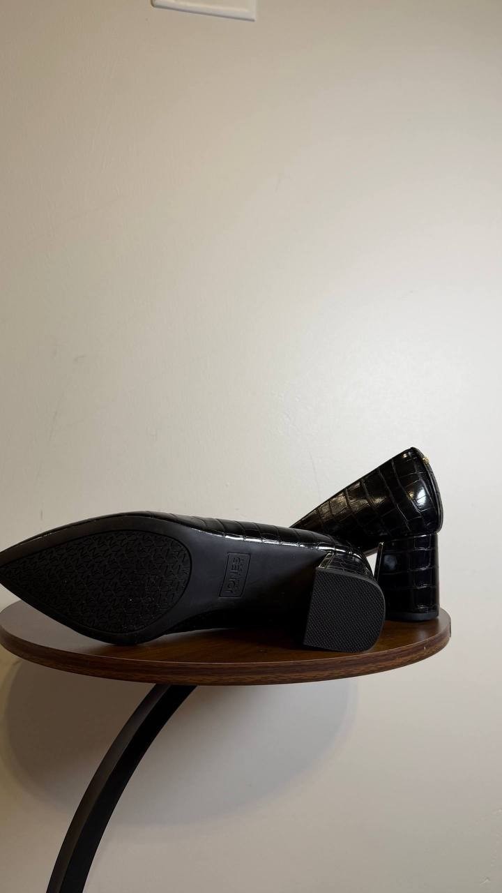 Jones New York Block Heel Pumps 7.5M Black Croco Faux Leather MSRP $69.90