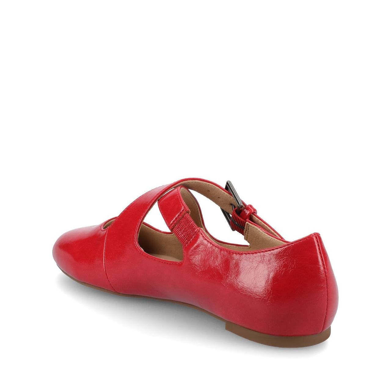 Journee Ivanna Mary Jane Flats Red 8M Vegan Leather Buckle $93.99 NWB