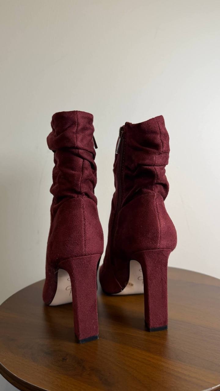 Jessica Simpson Mixtesa Booties 6M Dark Cherry Slouch Block Heel NIB msrp$109