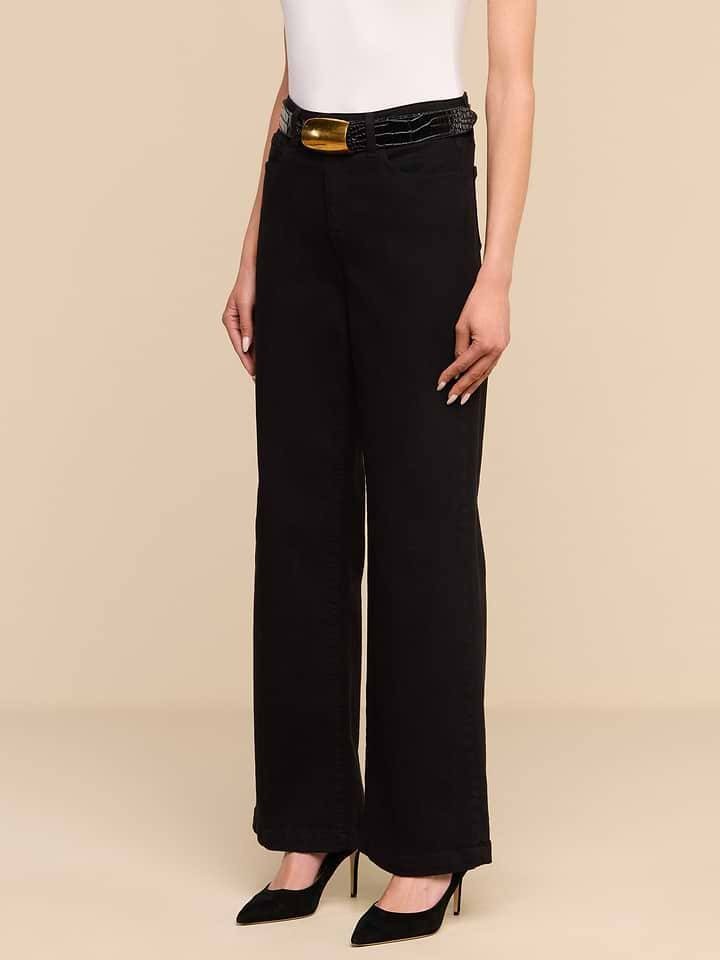 L’AGENCE Scottie Women’s High‑Rise Wide‑Leg Jeans Black 27 NWT $225
