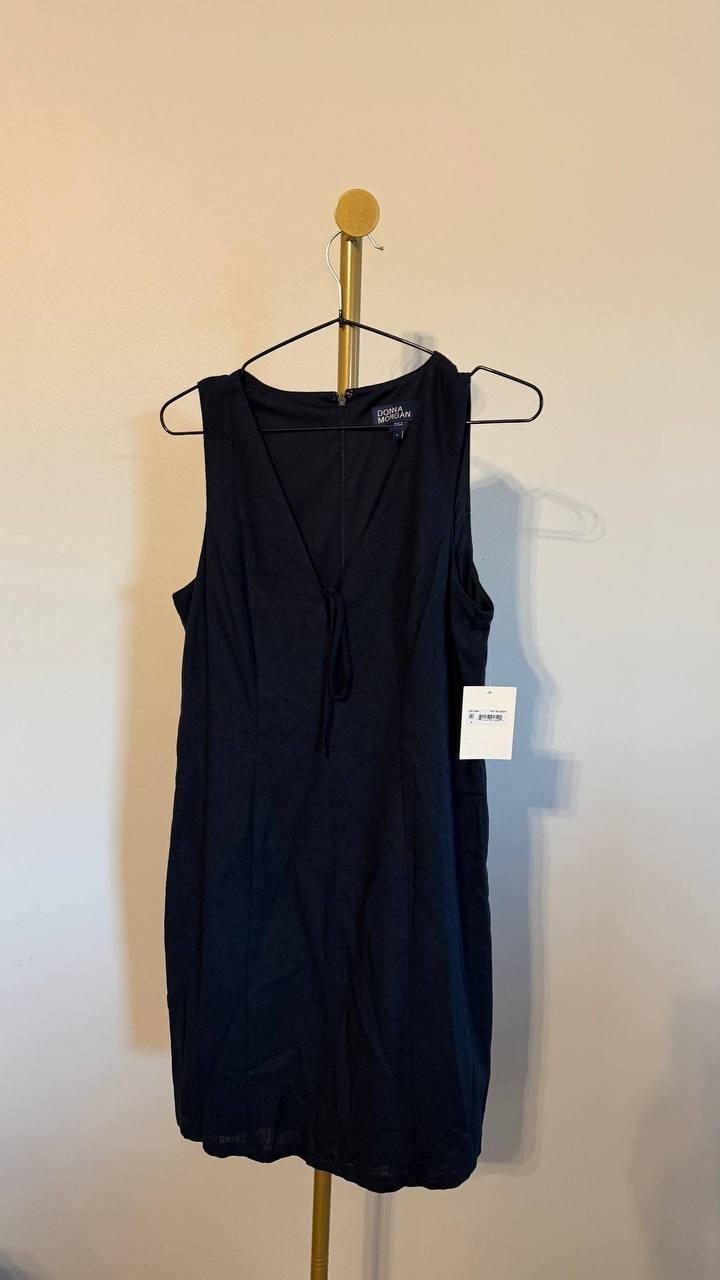 Donna Morgan Peggy Mini Sheath Dress Navy 6 $108 NWT