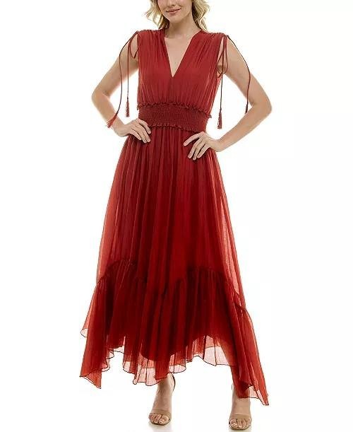Taylor V‑Neck Handkerchief‑Hem Dress – Size L – NWT – $128