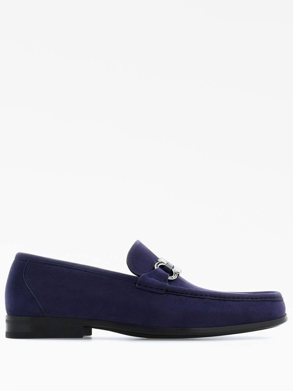 Ferragamo  Gancini  Loafers  Blue  Suede  8.5  New  in  Box  $950