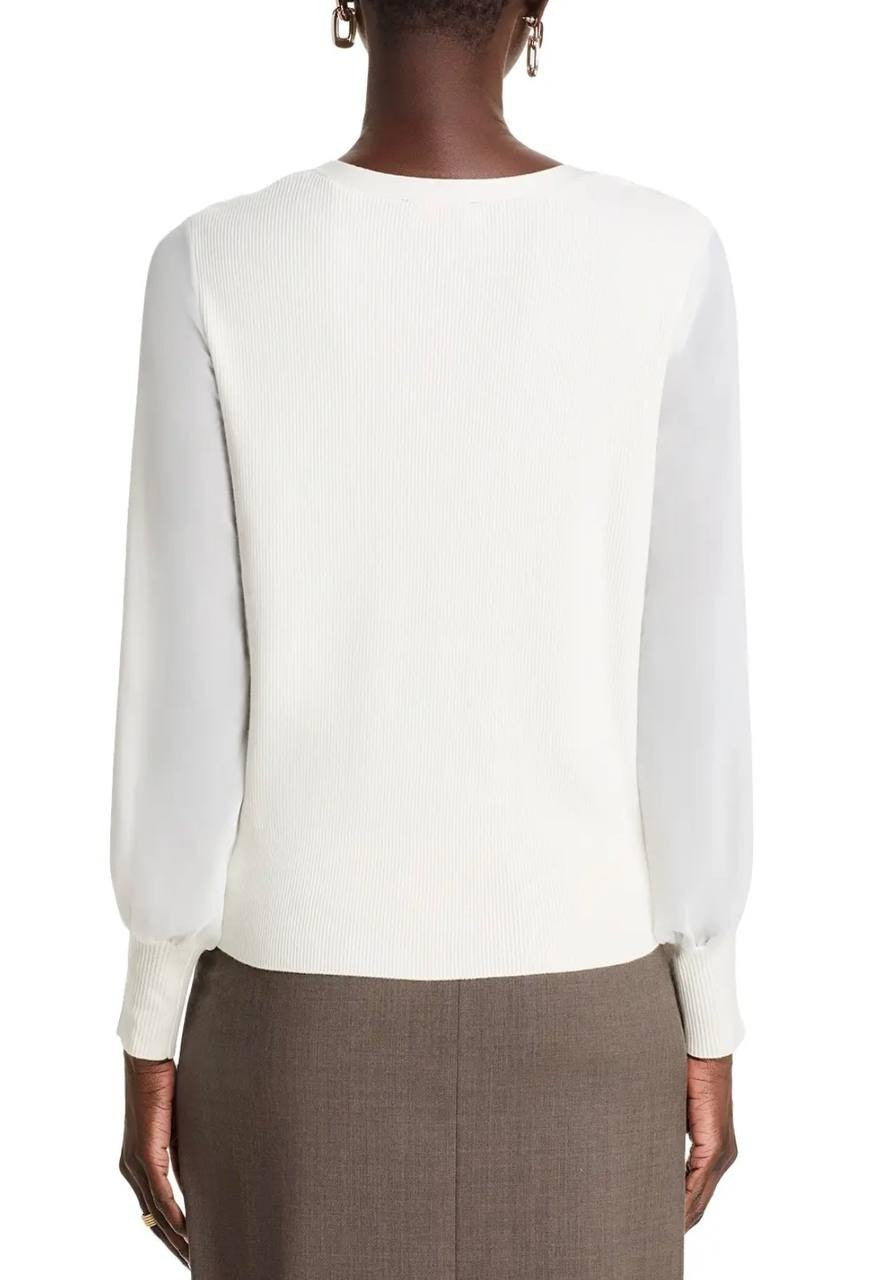 T Tahari Women’s Blouson Sleeve Cardigan White Star M $78 NWT