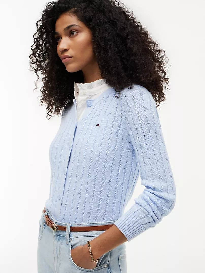 Tommy Hilfiger Cable-Knit Cardigan Sweet Blue M NWT $94.50
