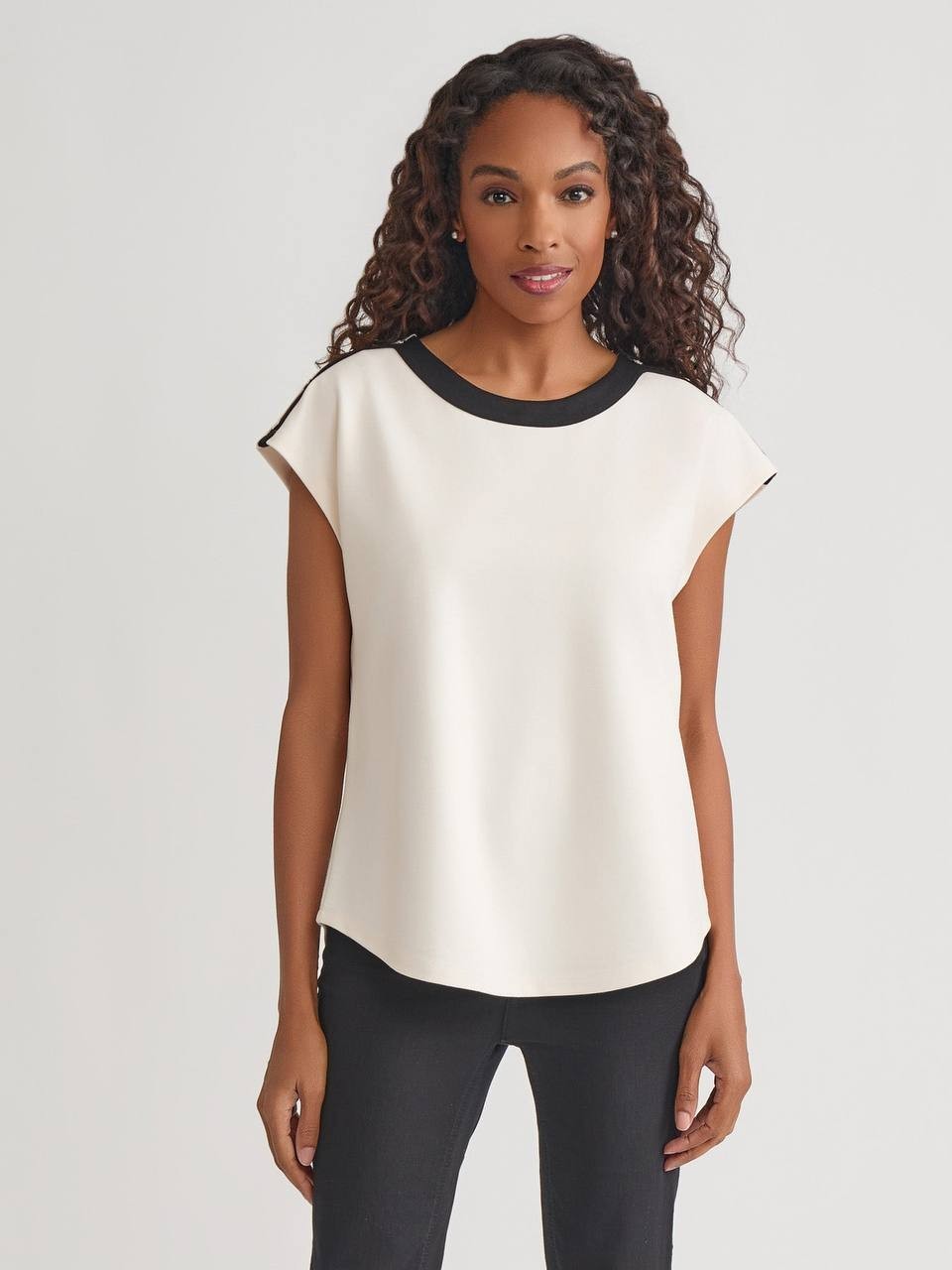 Jones New York Drop Shoulder Serenity Knit Top Ivory M Good Condition msrp$59.50