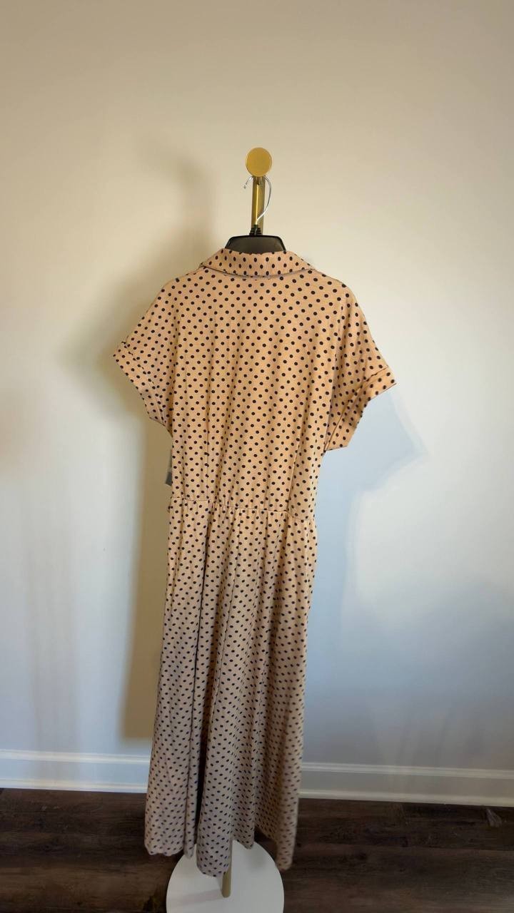 MSK Polka‑Dot Midi Dress Sesame M NWT $109