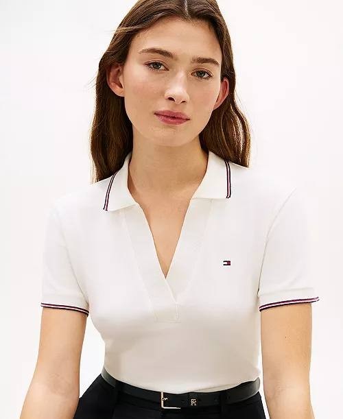Tommy Hilfiger Johnny Collar Short‑Sleeve Polo T‑Shirt Ecru XS NWT $59.50