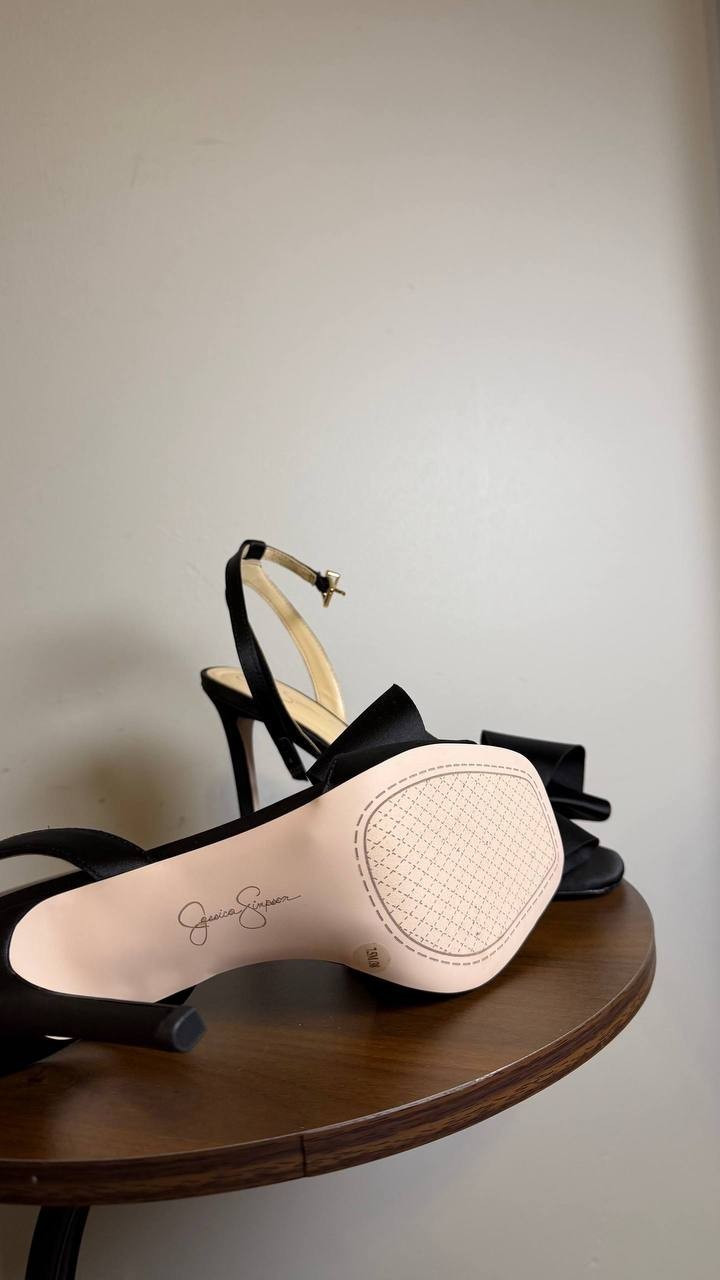Jessica Simpson Black Satin Heeled Sandals Size 7.5M New in Box $99