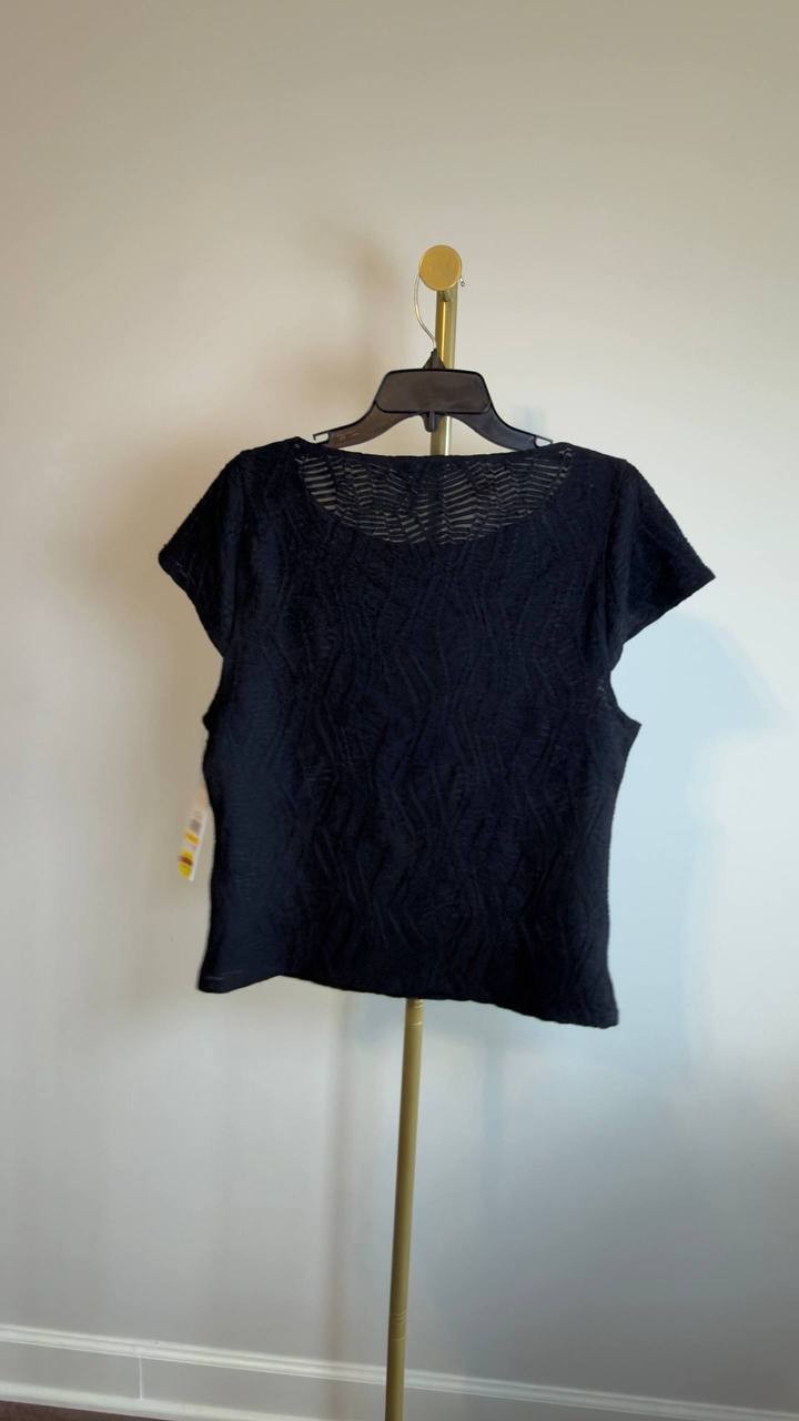 DKNY Texture Knit Top Black M NWT $69