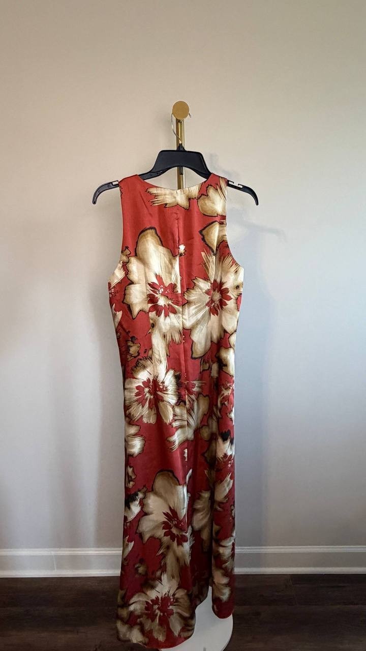 Anne Klein Petite Printed Sleeveless Midi Dress Red 6 NWT $129