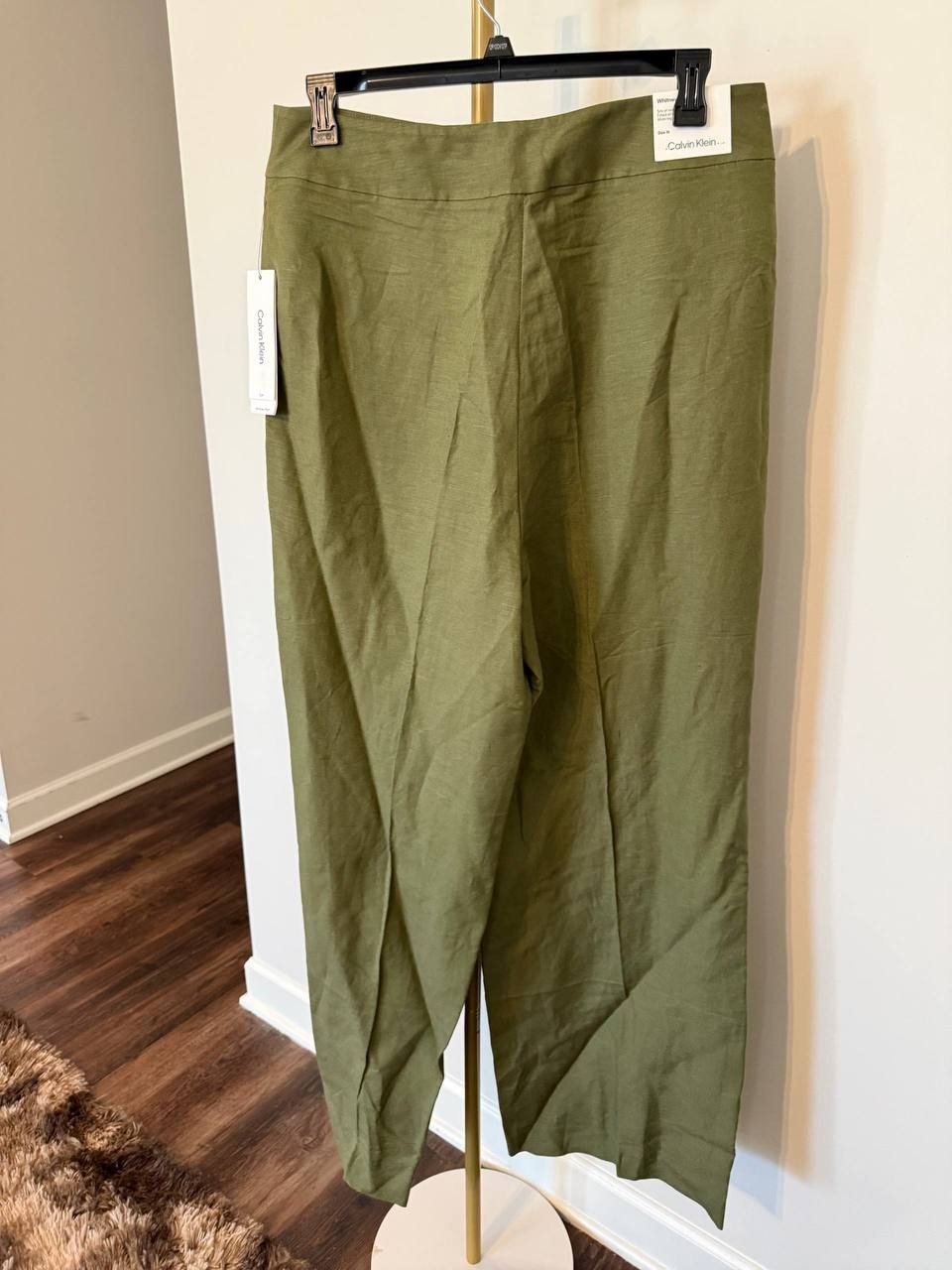 Calvin Klein High‑Rise Wide‑Leg Pants Olive Size16 NWT Modern Chic msrp$109