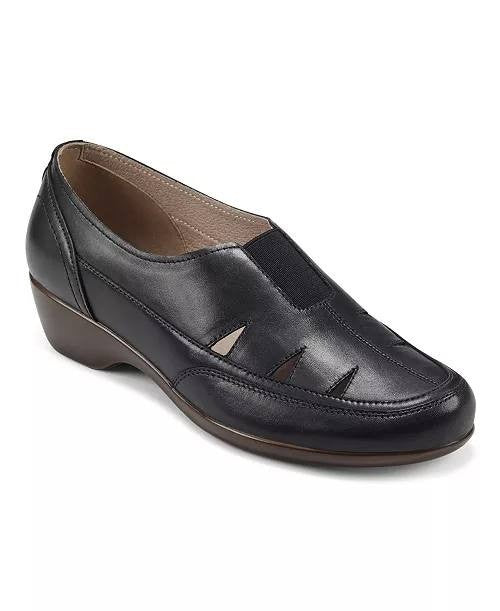 Easy Spirit Daisie Women’s Cutout Slip-On Flats Black 9.5M Leather $105 NWB