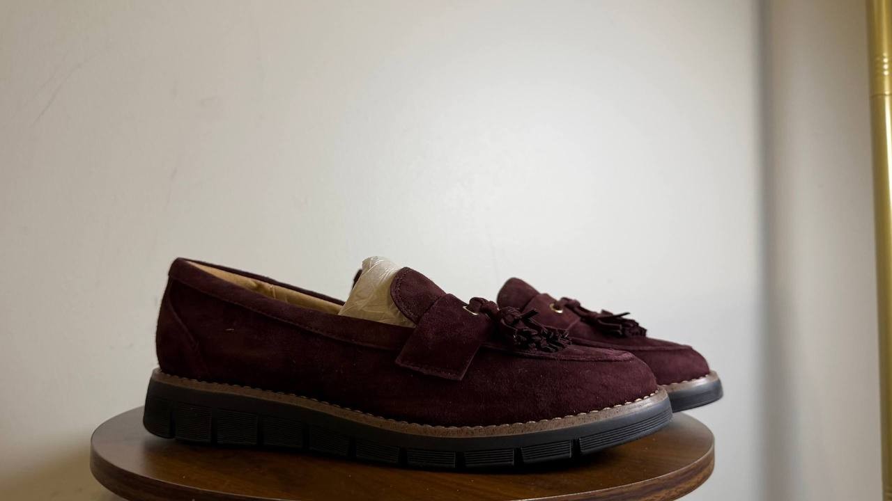 Easy Spirit Vienne eFlex Tassel Slip‑On Loafers Dark Red Suede 8M NWB MSRP $109