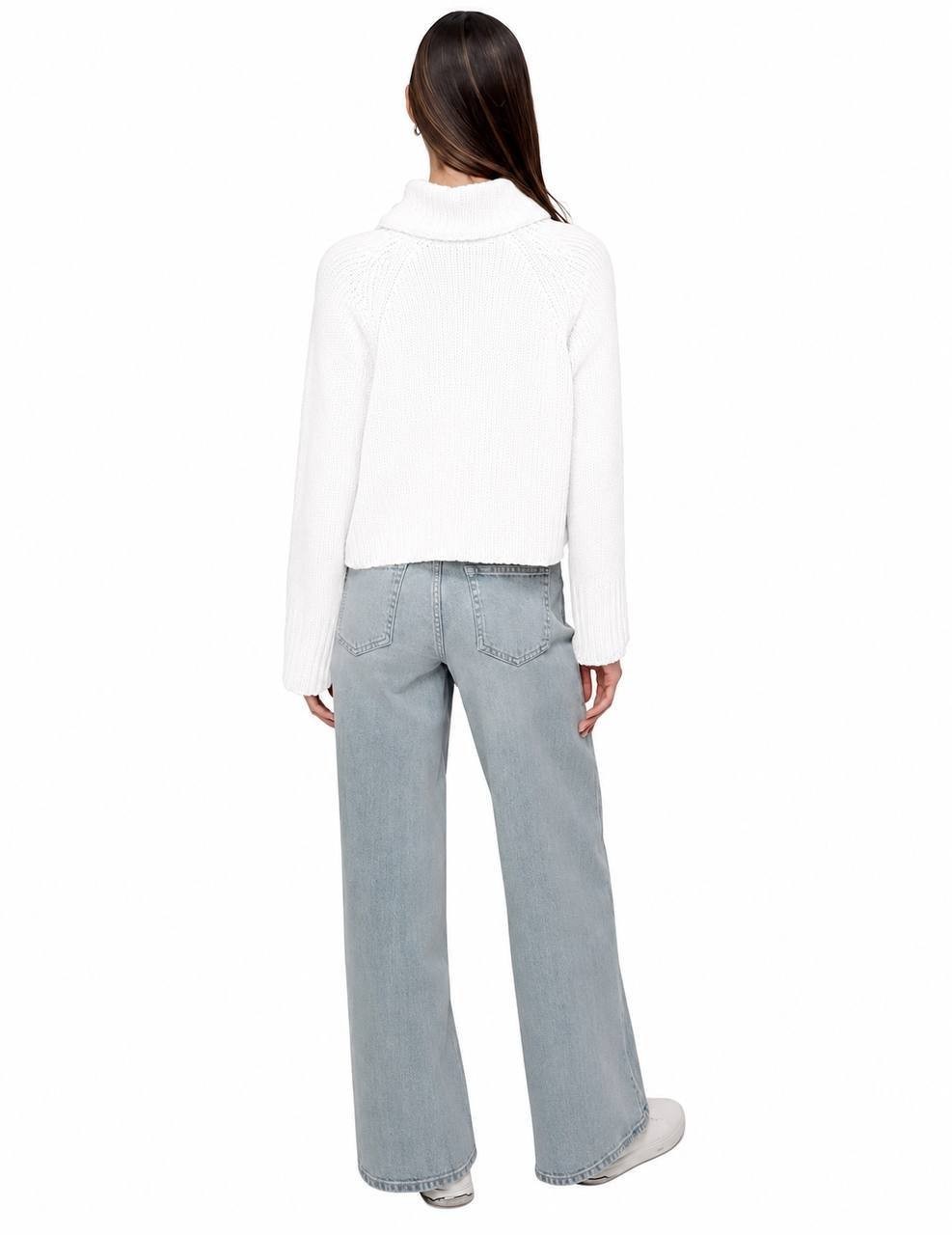 DKNY Jeans Cropped Mock Neck Chenille Sweater Ivory L NWT $79