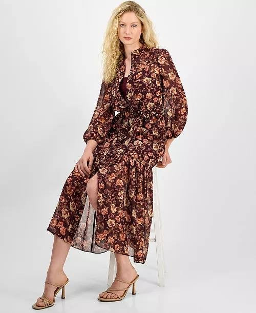 Julia Jordan Floral Chiffon Tie‑Waist 3/4‑Sleeve Dress – Size 14 – NWT – $139