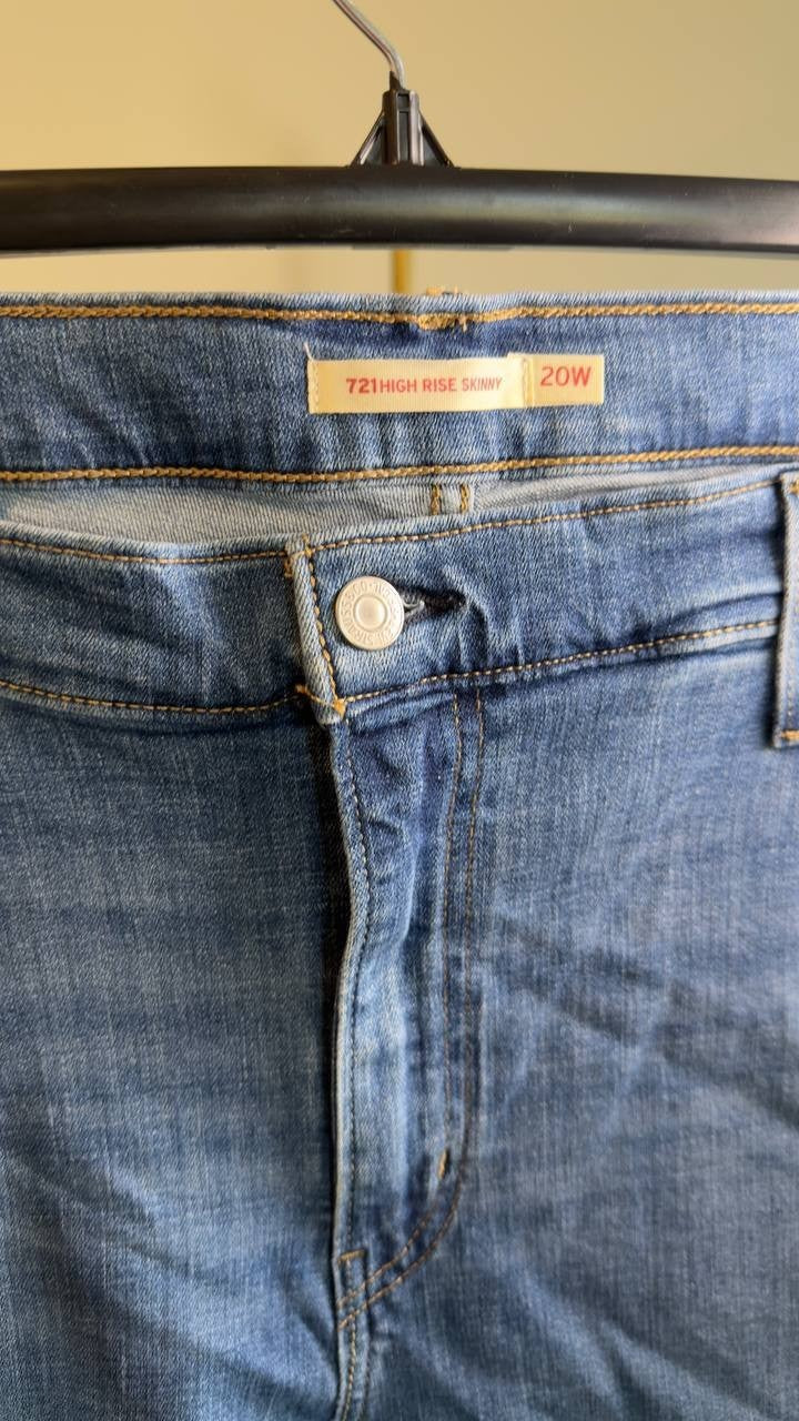 Levi’s 721 High Rise Skinny Jeans Plus Size 20W Lapis Air NWT $69.50