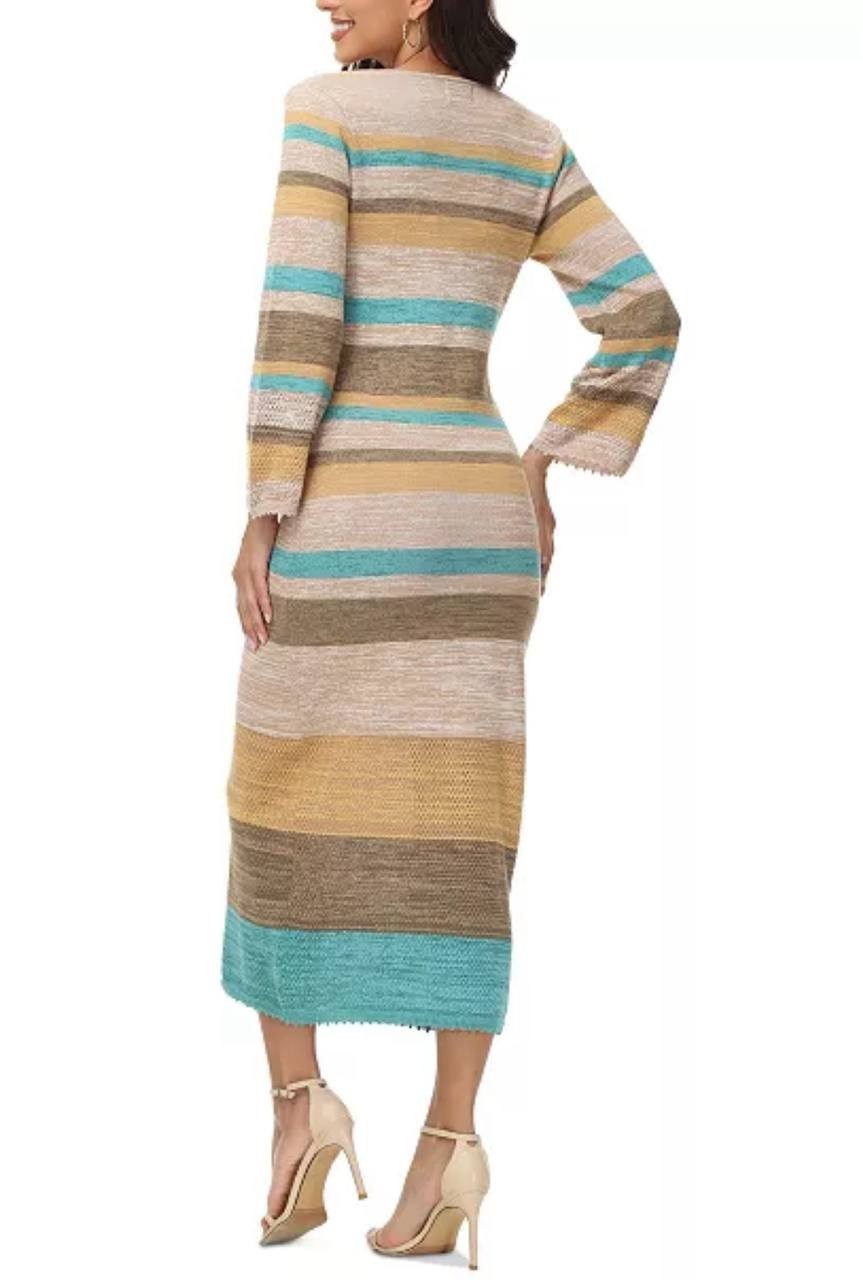 Frye Women's Striped Knit Maxi Dress, Scoop Neck, Sleeveless, XL, NWT, New
